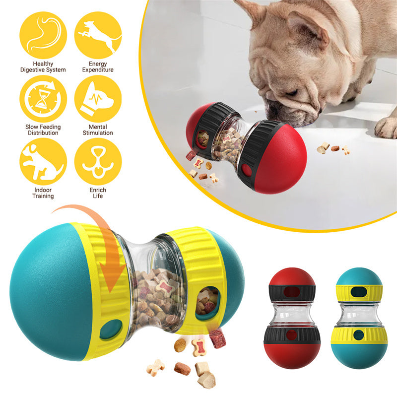 Juguete dispensador de comida para perro tipo tumbler interactivo